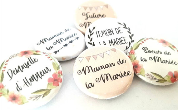 badge personnalise maman mariage