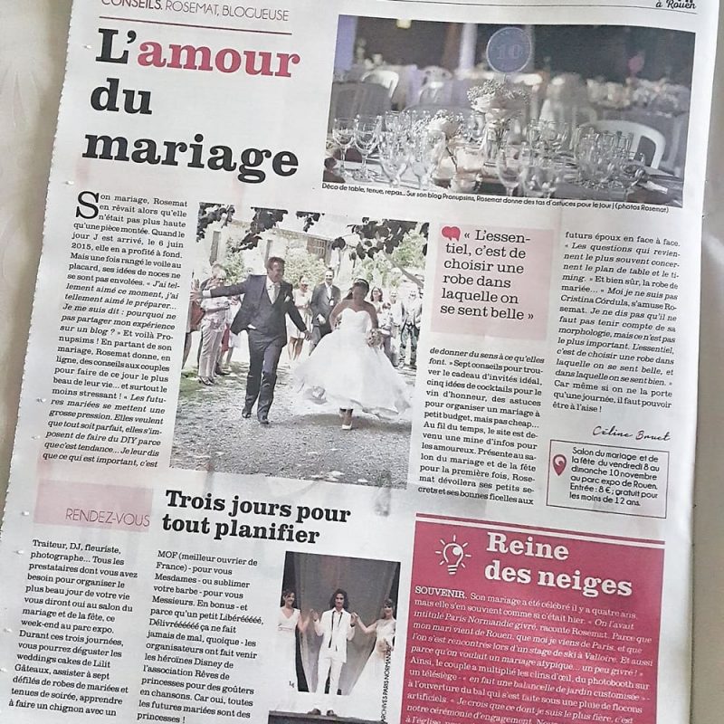 Salon du mariage de Rouen et Pronupsims dans le journal !