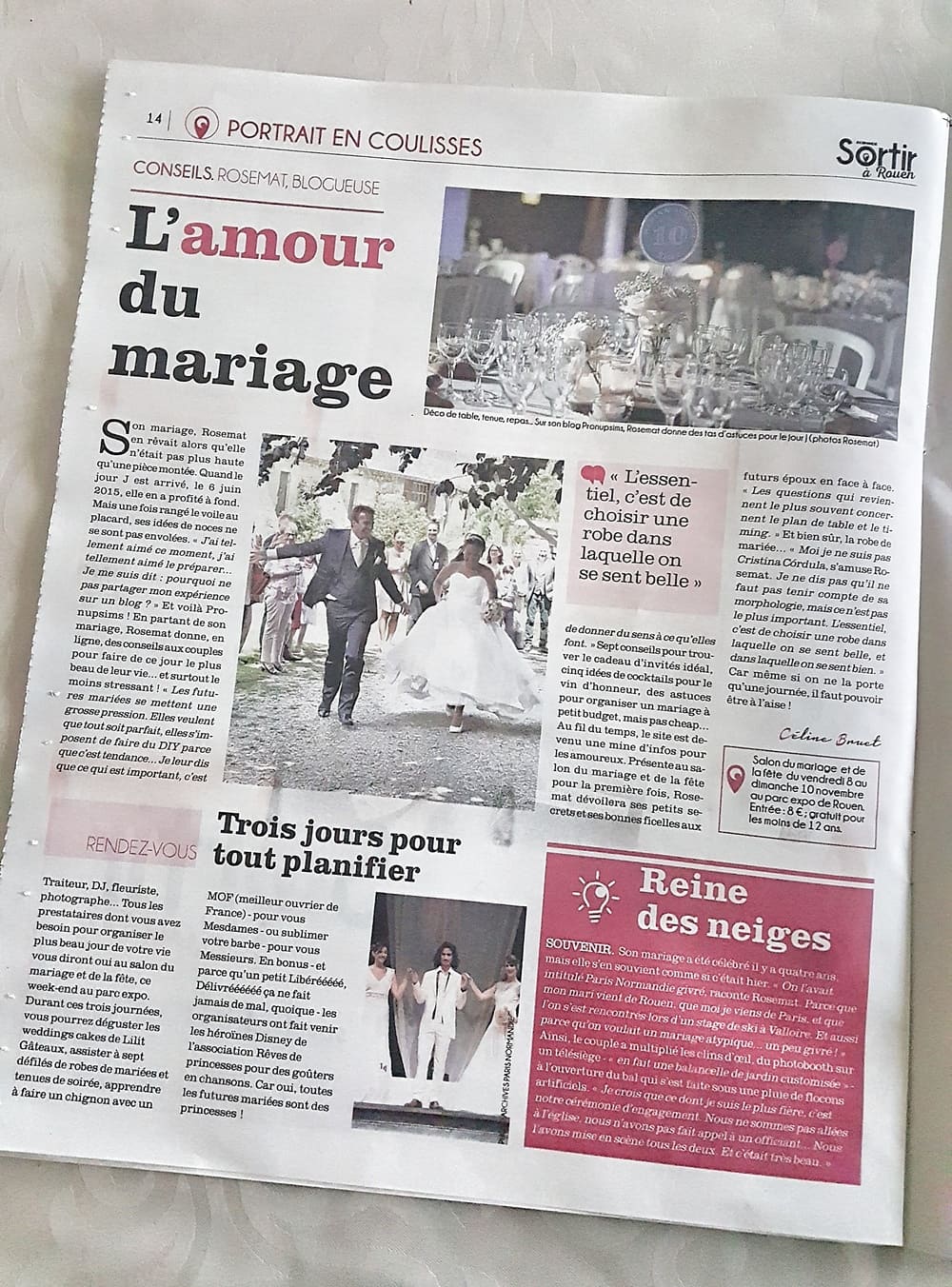 Lire la suite à propos de l’article Salon du mariage de Rouen et Pronupsims dans le journal !