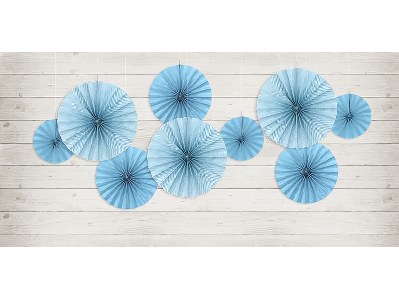 décoration rosace papier murale inspiration thème mariage dusty blue bleu poudré pronupsims
