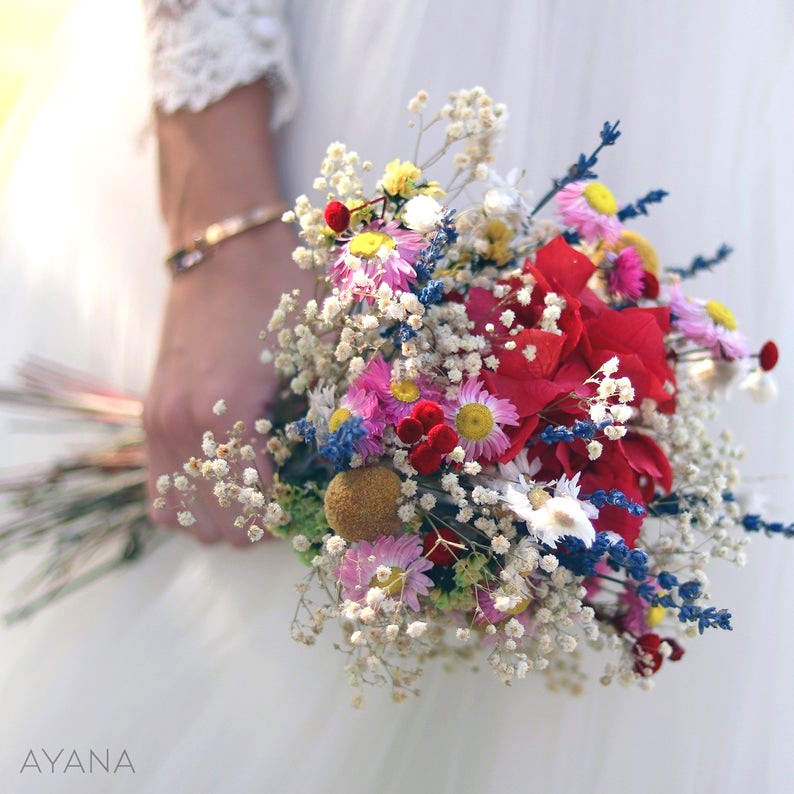 mariage summer été bouquet mariée fleurs séchées
