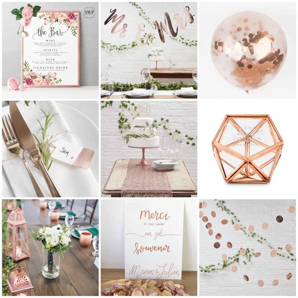 inspiration thème mariage rose gold cuivre pronupsims 