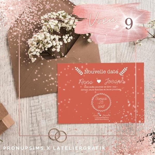 change the date carte de report mariage se projeter papeterie