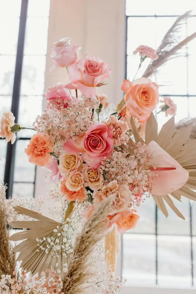 fleurs séchées mariage tendance rose