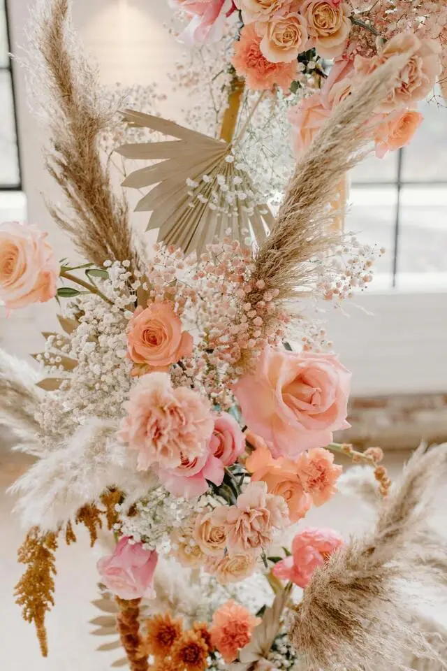 fleurs séchées mariage tendance pampa