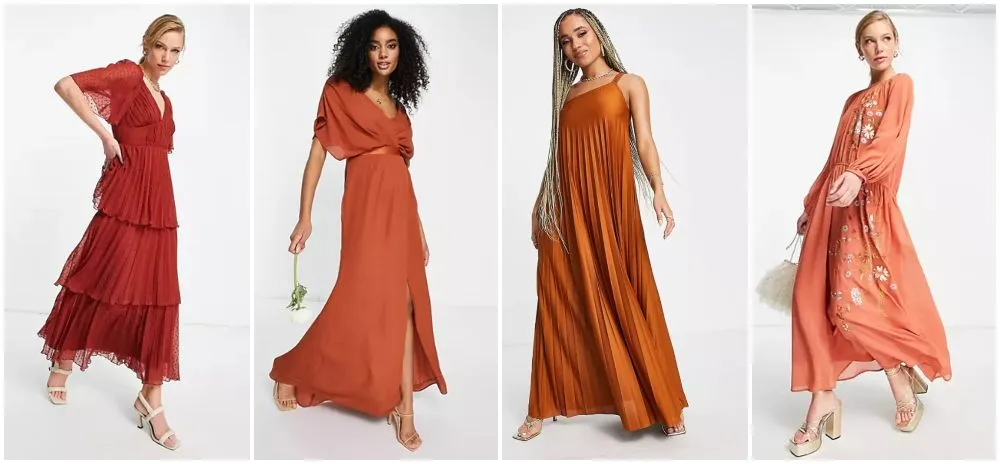robes invités mariage demoiselle d'honneur terracotta longue
