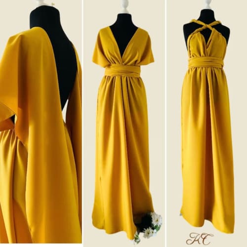 thème mariage jaune robe demoiselle d'honneur moutarde