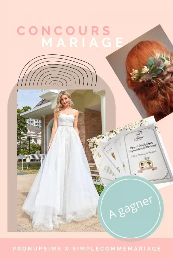pinterest concours salon mariage 2022 robe de mariée à gagner
