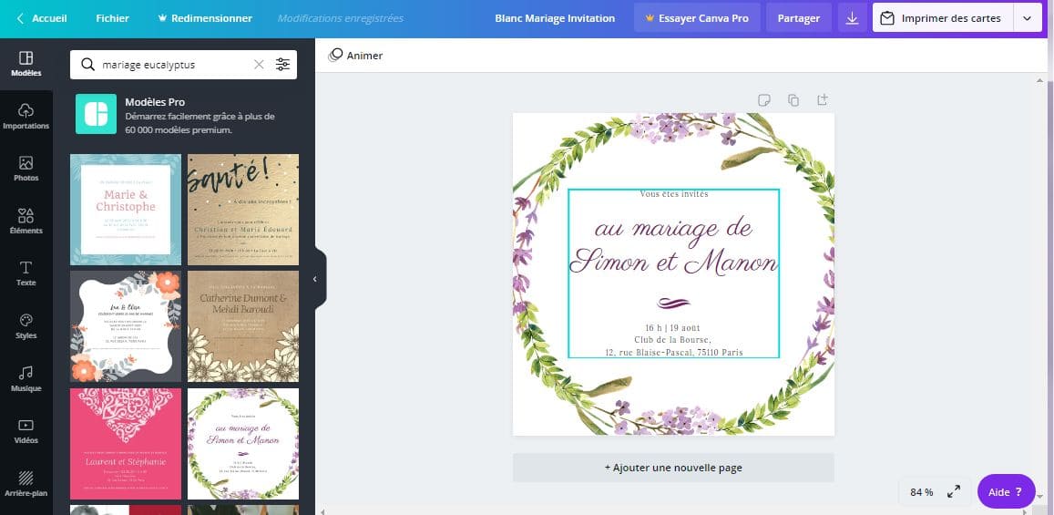 canva faire part mariage diy